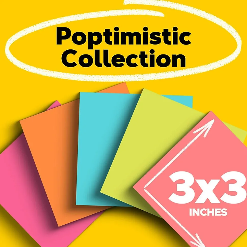 Post-it Notes, 3" x 3", Poptimistic Collection, 100 Sheet/Pad, 18 Pads/Pack (65418CTCP)