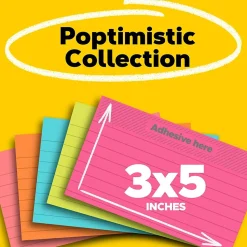 Post-it Notes, 3" x 5", Poptimistic Collection, Lined, 100 Sheet/Pad, 5 Pads/Pack (635-5AN)