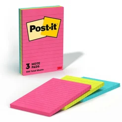 Post-it Notes, 4" x 6", Poptimistic Collection, Lined, 100 Sheet/Pad, 3 Pads/Pack (6603AN)