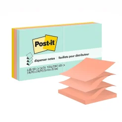 Post-it Pop-up Notes, 3" x 3", Beachside Café Collection, 100 Sheet/Pad, 6 Pads/Pack (R330-AP)