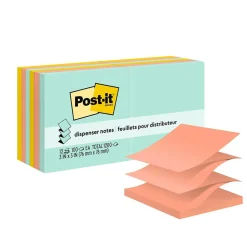 Post-it Pop-up Notes, 3" x 3", Beachside Café Collection, 100 Sheet/Pad, 12 Pads/Pack (R33012AP)