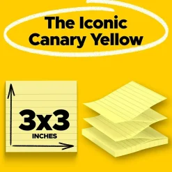 Post-it Pop-up Notes, 3" x 3", Canary Collection, Lined, 100 Sheet/Pad, 6 Pads/Pack (R335)
