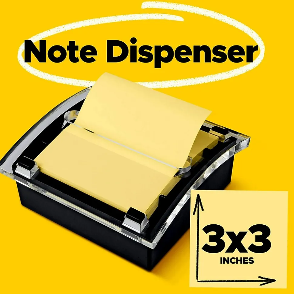 Post-it Pop-up Notes Dispenser for 3" x 3" Notes, Black/Clear (DS330-BK)