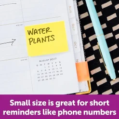 Post-it Recycled Notes, 1 3/8" x 1 7/8", Canary Collection, 100 Sheet/Pad, 12 Pads/Pack (653RPYW)