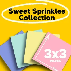 Post-it Recycled Notes, 3" x 3", Sweet Sprinkles Collection, 75 Sheet/Pad, 24 Pads/Pack (654R24CPAP)