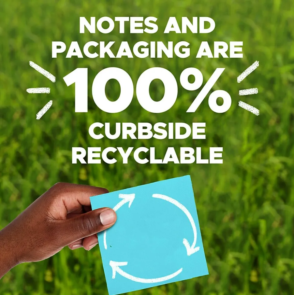 Post-it Recycled Super Sticky Notes, 3" x 3", Wanderlust Pastels Collection, 70 Sheet/Pad, 24 Pads/Pack (654R-24SSNRPCP)