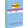 Post-it Recycled Super Sticky Notes, 4" x 6", Oasis Collection, Lined, 90 Sheet/Pad, 3 Pads/Pack (6603SST)