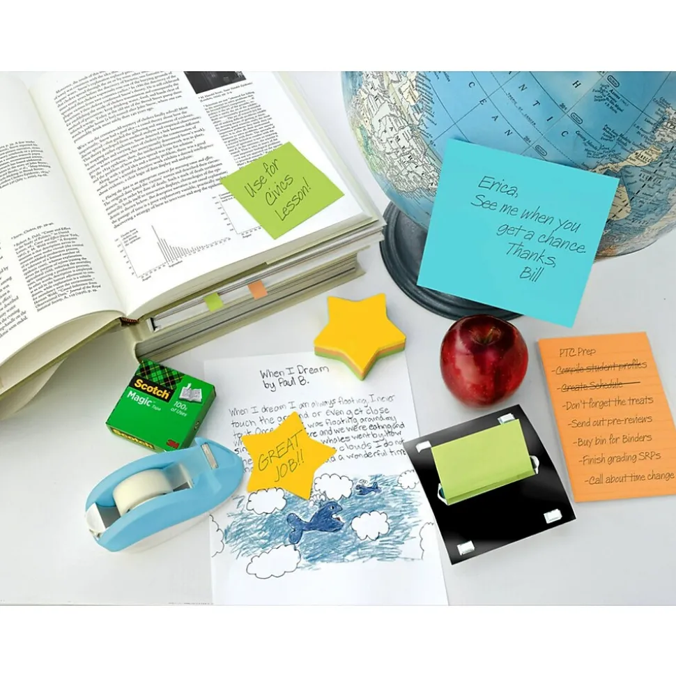 Post-it® Star-Shaped Notes, 2.6" x 2.6" Assorted Colors, 75 Sheets/Pad, 2 Pads/Pack (7350-STR)
