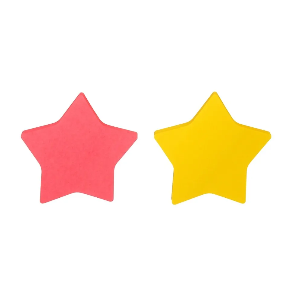 Post-it® Star-Shaped Notes, 2.6" x 2.6" Assorted Colors, 75 Sheets/Pad, 2 Pads/Pack (7350-STR)
