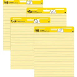 Post-it Super Sticky Easel Pad, 25" x 30", Lined, 30 Sheets/Pad, 4 Pads/Pack (561VAD4PK)
