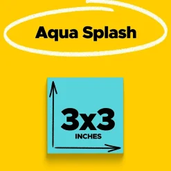 Post-it Super Sticky Notes, 3" x 3", Aqua Wave, 90 Sheet/Pad, 5 Pads/Pack (654-5AW)