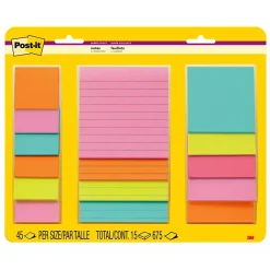 Post-it Super Sticky Notes, Supernova Neons Collection, 45 Sheet/Pad, 15 Pads/Pack (4423-15SSMIA)