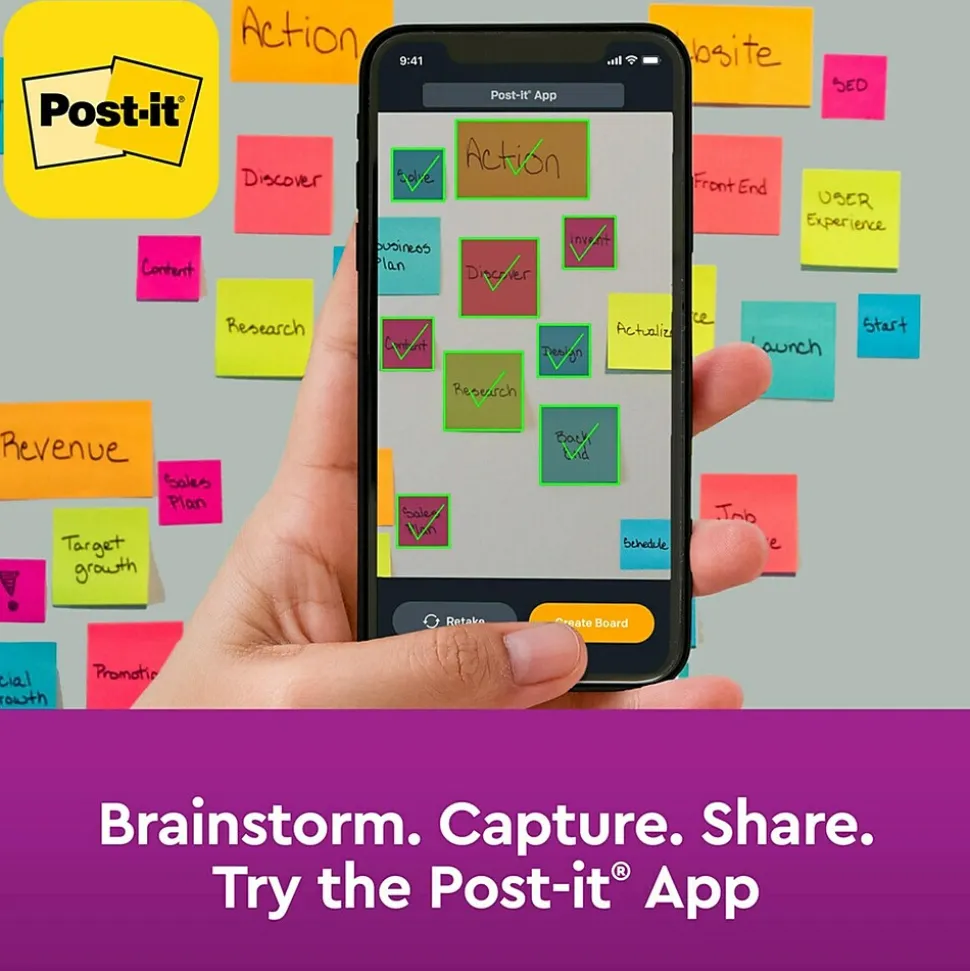 Post-it Super Sticky Notes, 3" x 3", Assorted Colors, 360 Sheet/Pad, 3 Pads/Pack (2027SSAFG-3PK)