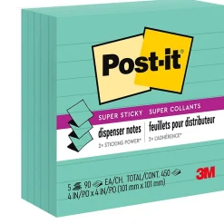 Post-it Super Sticky Notes, 4" x 4", Assorted Collection, Lined, 90 Sheet/Pad, 5 Pads/Pack (R440WASS)