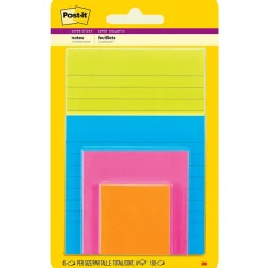 Post-it Super Sticky Notes, Assorted Sizes, Energy Boost Collection, 45 Sheet/Pad, 4 Pads/Pack (4622-SSAU)
