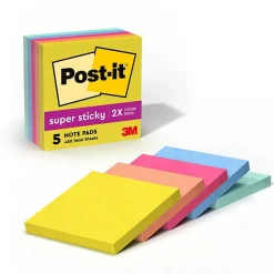 Post-it Super Sticky Notes, 3" x 3", Summer Joy Collection, 90 Sheet/Pad, 5 Pads/Pack (654-5SSJOY)