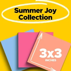 Post-it Super Sticky Notes, 3" x 3", Summer Joy Collection, 45 Sheet/Pad, 3 Pads/Pack (3321-SSJOY)