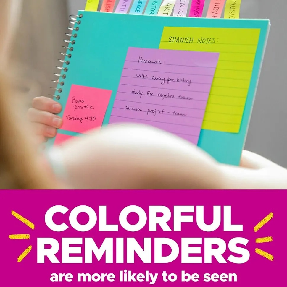 Post-it Super Sticky Notes, 4" x 4", Summer Joy Collection, Lined, 90 Sheet/Pad, 6 Pads/Pack (675-6SSJOY)