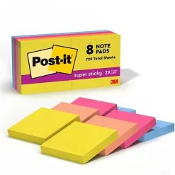 Post-it Super Sticky Notes, 1 7/8" x 1 7/8", Summer Joy Collection, 90 Sheet/Pad, 8 Pads/Pack (622-8SSJOY)