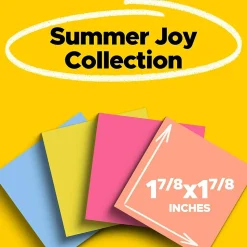 Post-it Super Sticky Notes, 1 7/8" x 1 7/8", Summer Joy Collection, 90 Sheet/Pad, 8 Pads/Pack (622-8SSJOY)