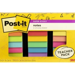 Post-it Super Sticky Notes, 3" x 3", Assorted Collection, 45 Sheet/Pad, 15 Pads/Pack (654-15SSBTS-SR)