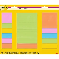 Post-it Super Sticky Notes, Assorted Sizes, Energy Boost, Lined & Unlined, 45 Sheets/Pad , 13 Pads/Pack (4623-13SSAU)