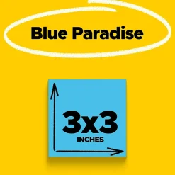 Post-it Super Sticky Notes, 3" x 3", Blue Paradise, 90 Sheet/Pad, 5 Pads/Pack (654-5SSBE)