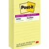 Post-it Super Sticky Notes, 4" x 6", Canary Collection, Lined, 90 Sheet/Pad, 5 Pads/Pack (6605SSCY)