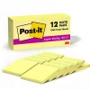 Post-it Super Sticky Notes, 3" x 3", Canary Collection, 90 Sheet/Pad, 12 Pads/Pack (65412SSCY)