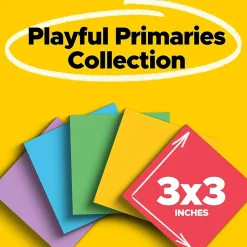 Post-it Super Sticky Notes, 3" x 3", Playful Primaries Collection, 90 Sheet/Pad, 5 Pads/Pack (654-5SSAN)
