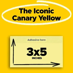 Post-it Super Sticky Notes, 3" x 5", Canary Collection, 90 Sheet/Pad, 12 Pads/Pack (65512SSCY)