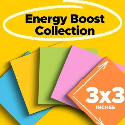 Post-it Super Sticky Notes, 3" x 3", Energy Boost Collection, 90 Sheet/Pad, 12 Pads/Pack (65412SSUC)