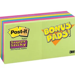 Post-it® Super Sticky Notes, 3" x 3", Jewel Pop Colors, 12 Pads/Pack