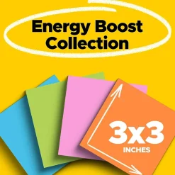 Post-it Super Sticky Notes, 3" x 3", Energy Boost Collection, 70 Sheet/Pad, 24 Pads/Pack (65424SSAUCP)