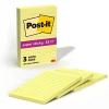Post-it Super Sticky Notes, 4" x 6", Canary Collection, Lined, 90 Sheet/Pad, 3 Pads/Pack (660-3SSCY)
