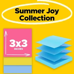 Post-it Super Sticky Pop-up Notes, 3" x 3", Summer Joy Collection, 90 Sheet/Pad, 10 Pads/Pack (R330-10SSJOY)