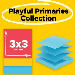 Post-it Super Sticky Pop-up Notes, 3" x 3", Playful Primaries Collection, 90 Sheet/Pad, 6 Pads/Pack (R330-6SSAN)