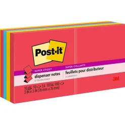 Post-it Super Sticky Pop-up Notes, 3" x 3", Playful Primaries Collection, 90 Sheet/Pad, 10 Pads/Pack (R33010SSAN)