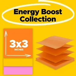 Post-it Super Sticky Pop-up Notes, 3" x 3", Energy Boost Collection, 90 Sheet/Pad, 10 Pads/Pack (R33010SSAU)