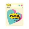 Post-it Super Sticky Removable Notes, 3" x 3" Hearts, Assorted Colors, 75 Sheets/Pad, 2 Pads/Pack (7350-HRT)