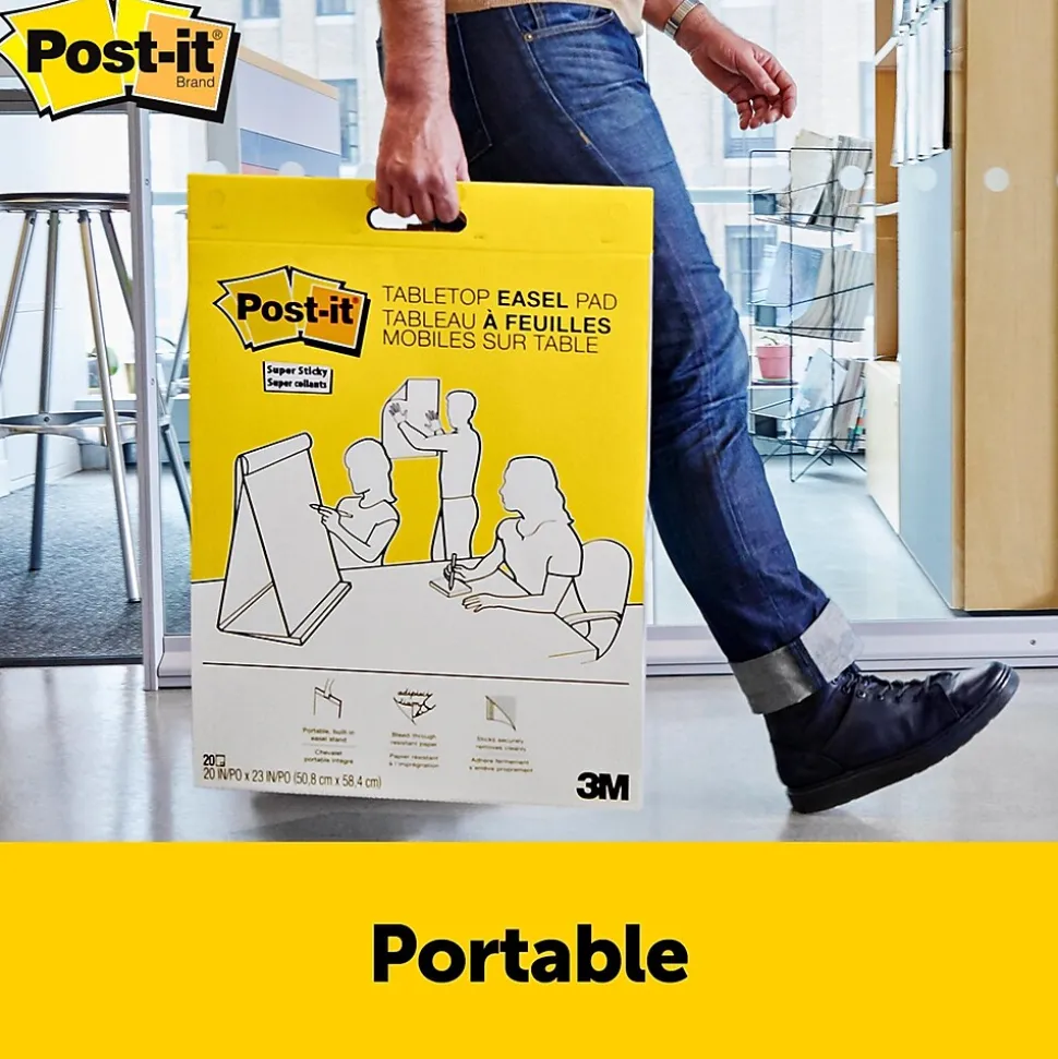 Post-it Super Sticky Tabletop Easel Pad, 20" x 23", 20 Sheets/Pad (563DE)