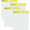 Post-it Super Sticky Wall Easel Pad, 25" x 30", Grid Lined, 30 Sheets/Pad, 4 Pads/Pack (560VAD4PK)