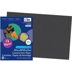 Prang 12" x 18" Construction Paper, Black, 50 Sheets/Pack, 5 Packs (PAC6307-5)