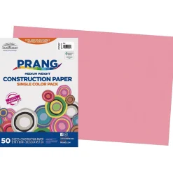 Prang 12" x 18" Construction Paper, Pink, 50 Sheets/Pack (P7007-0001)