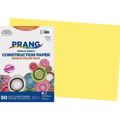 Prang 12" x 18" Construction Paper, Yellow, 50 Sheets/Pack (P8407-0001)