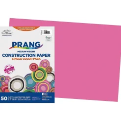 Prang 12" x 18" Construction Paper, Hot Pink, 50 Sheets/Pack (P9107-0001)
