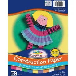 Prang 9" x 12" Construction Paper, Assorted Colors, 500 Sheets/Pack (PCON01500)