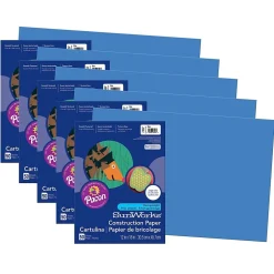 Prang® Construction Paper, Blue, 12" x 18", 50 Sheets Per Pack, 5 Packs (PAC7407-5)