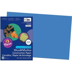 Prang® Construction Paper, Blue, 12" x 18", 50 Sheets Per Pack, 5 Packs (PAC7407-5)