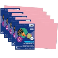 Prang® Construction Paper, Pink, 12" x 18", 50 Sheets Per Pack, 5 Packs (PAC7007-5)